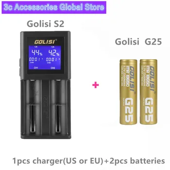 

Golisi G25 IMR 18650 battery 2500mah rechargeable battery for VAPE with Golisi S2 LCD Intelligent Battery Charger 2A fast charge