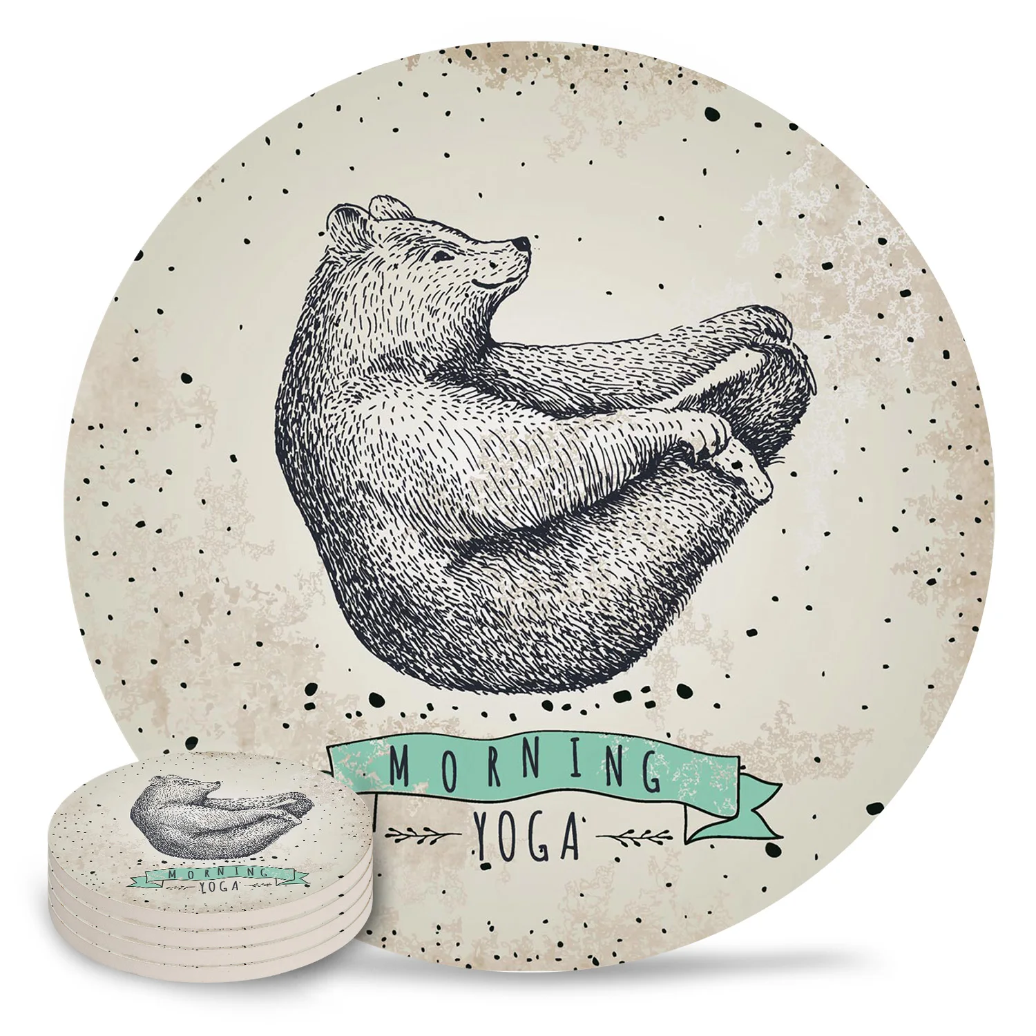 Керамические подставки для напитков Bear Morining столовые приборы йоги украшение