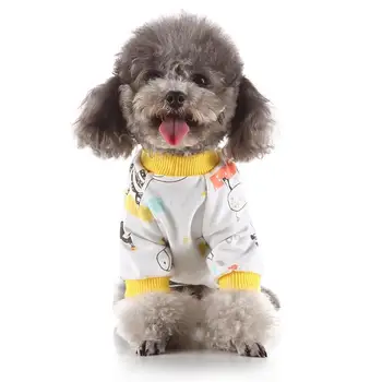 

Small Dog Puppy Girl Sleeping Overalls Cotton Pet Pajamas Outfits Soft Clothes With Legs Jumpsuit Fruits Printed Doggie Yellow