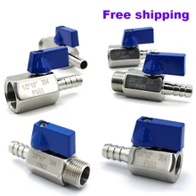 Синий мини шаровой клапан SS 304 1/8 1/4 3/8 1/2 до 7 мм, 10 мм, 8 мм, 9 мм, 12 мм адаптер для пагоды Женский Мужской аппаратные средства 2 ходовой шаровой кран