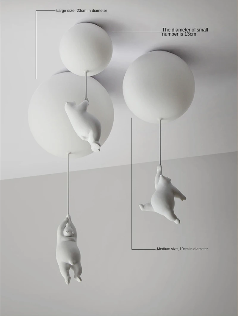 Modern Ceiling Chandelier Light Cartoon Lighting Creative Polar Bear LED Pendant Lamp Theme Hotel Kid Children Kindergarten white pendant lights