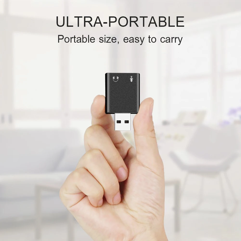 Сплав внешняя звуковая карта USB7.1 аудио адаптер с 3,5 мм разъемом для ПК ноутбук