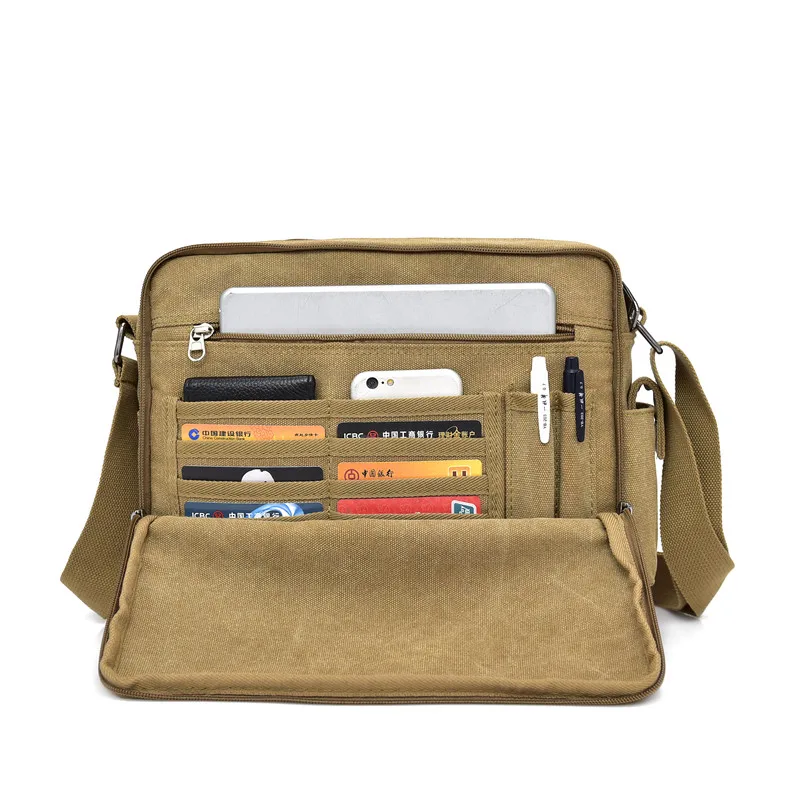 Man Canvas Messenger Bag Crossbody Multifunction Shoulder