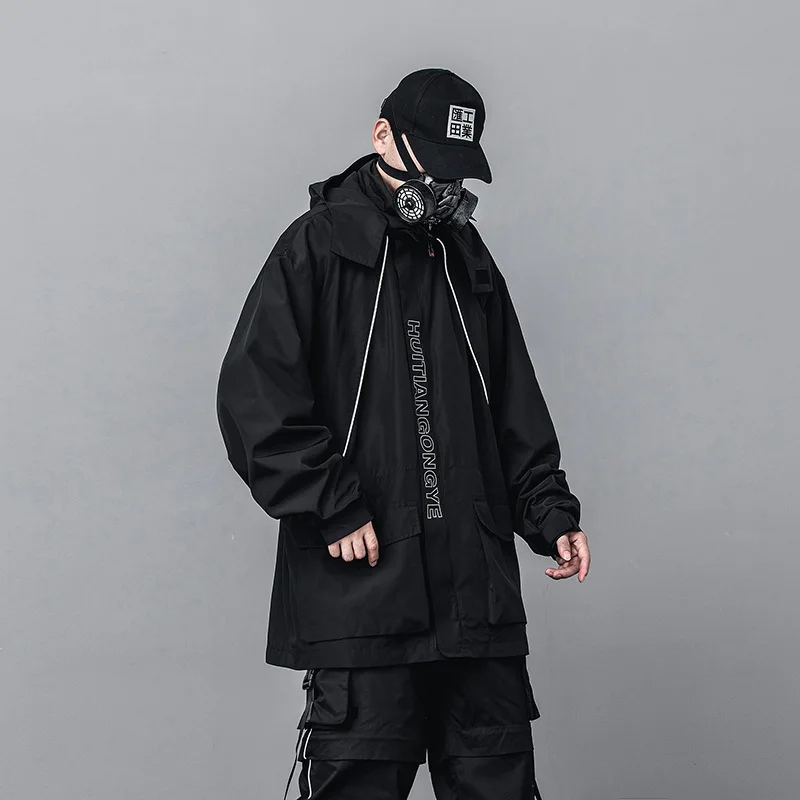 70% OFF 2020 New Fashion Tactics Jackets Coats Men Casual Streetwear Windbreaker Oversized Black Multi-pocket Cargo Coats US Size DG531