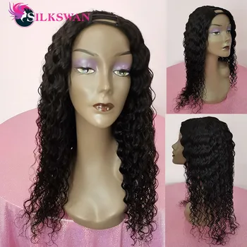 

Silkswan U Part Wigs Curly Human Hair Wigs Full Machine-made Wigs 100% Brazilian Remy Hair 180 Density Curly Wigs For Women