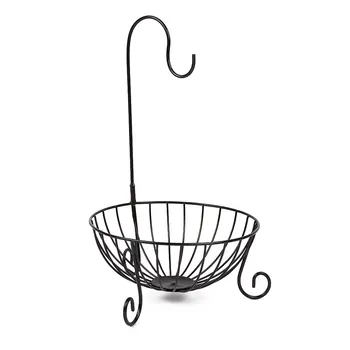 

Kitchen Tableware Metal Fruit Basket Banana Hanger Holder Hook Organizer