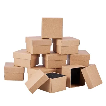 

24pcs Kraft Jewelry Box Gift Cardboard Boxes for Ring Necklace Earring Womens Jewelry Gifts Packaging with Sponge Inside