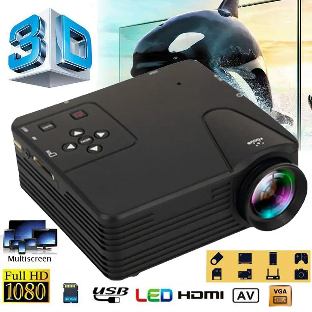 

Portable 1080P LED Mini Projector 12V 24W USB Audio Portable Projector Home Media Video Outdoor player Theater Cinema Multimedia