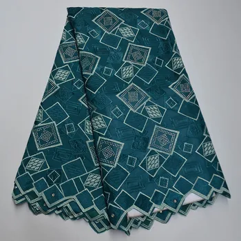 

5 Yard Swiss Lace Fabric 2020 Latest Heavy Rhinestone Embroidered African Cotton Fabrics Swiss Voile lace Popular Dubai Style