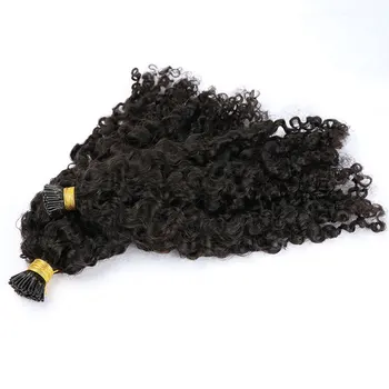 

3B 3C Afro Kinky Curly Human Hair Brazilian Virgin Hair I Tip Microlinks Extensions Hair Bulk Natural Black Color CARA Hair
