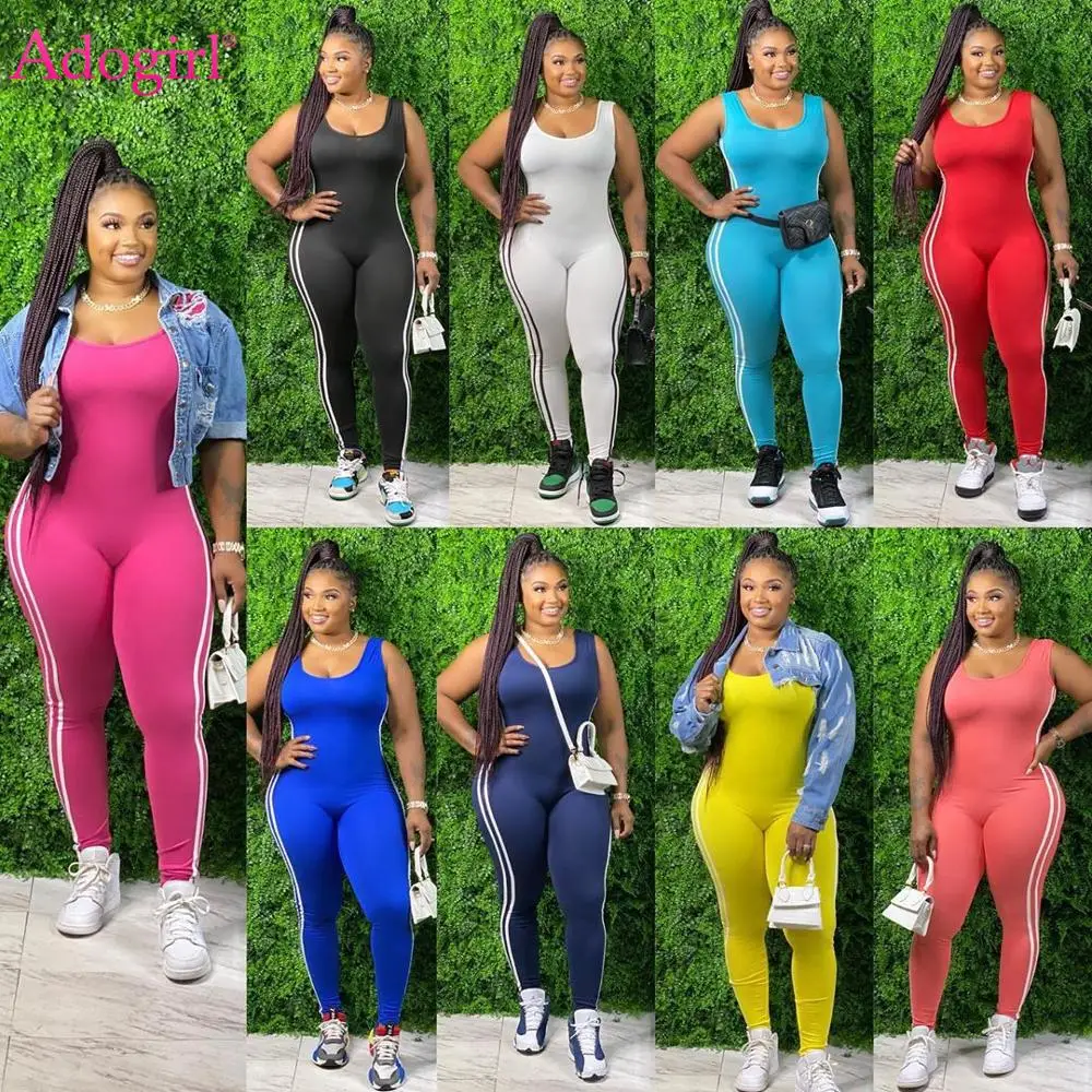 Adogirl Striped Patchwork Jumpsuit Plus Size XL-5 XL Casual Tank Vest Backless Pants Romper Fashion Home Tracksuit One Piece Adogirl Striped Patchwork Jumpsuit Plus Size XL-5 XL Casual Tank Vest Backless Pants Romper Fashion Home Tracksuit One Piece