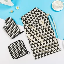 Набор кухонных прихваток с изоляцией, фартук из хлопка и льна, набор кухонной одежды для выпечки, термостойкая прихватка для духовки, перчатки для барбекю