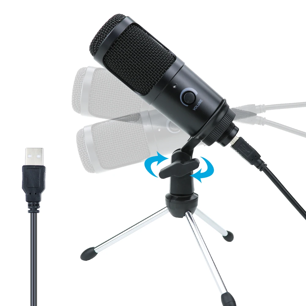 Gravação de Voz Estúdio para Youtube Usb de Metal para pc Microfone Condensador Skype Bate-papo Jogos Podcasts - Image 3