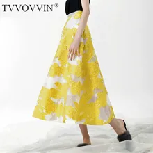 TVVOVVIN юбка с вышивкой для женщин сетчатая Лоскутная Высокая талия на молнии длинные юбки женские элегантные большие размеры весенняя одежда E068
