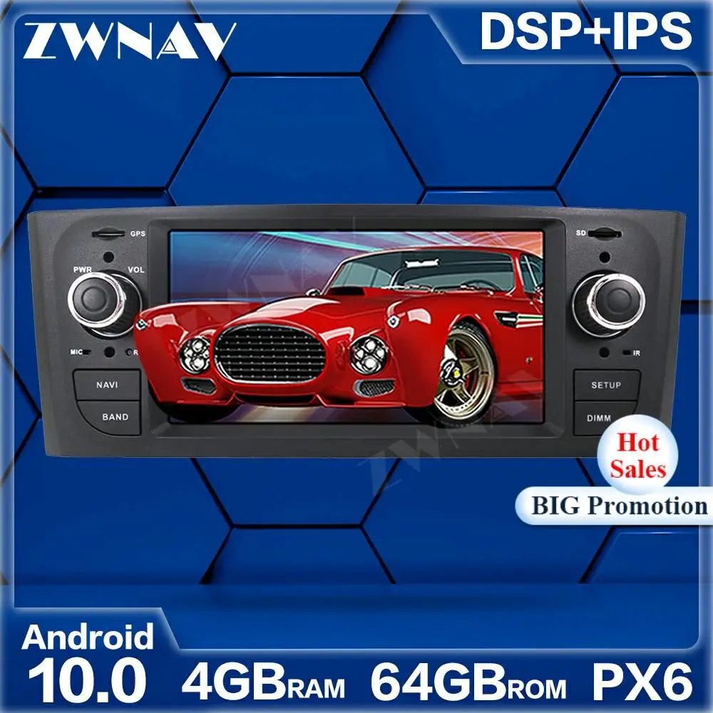 PX6 4+64GB Android 10.0 Car Multimedia Player For Fiat Grande Punto Linea 2005-2012 GPS Radio navi stereo Touch screen head unit |