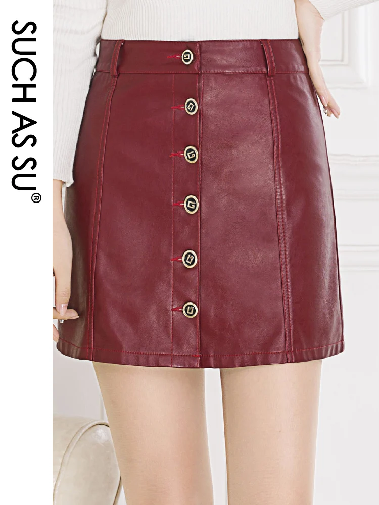 High Waist Leather Skirt 2021 Fashion Fall Winter PU Pockets Button Mini A Line Skirts S-5XL Size Black Red Skirt Female loose jeans black jumpsuit women casual oversized baggy cargo pants big pockets print floral denim overalls straps jean rompers