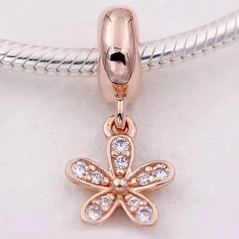 

Original Rose Dazzling Daisy With Crystal Pendant Beads Fit 925 Sterling Silver Bead Charm Bracelet DIY Jewelry