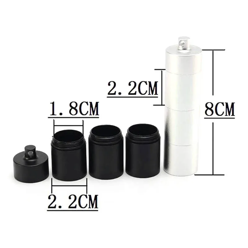 

Aluminum Alloy Emergency Portable Waterproof Multi Grid Pill Box Mini Travel Storage Outdoor Sealing with Key Ring MJ