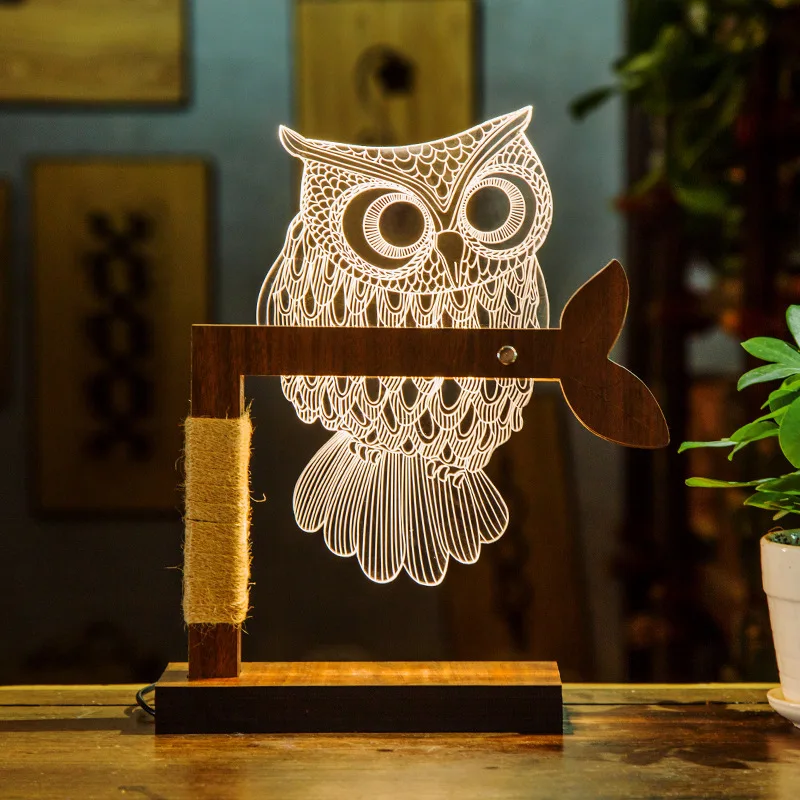 

3D Vision Stereo Acrylic Led Table Lamp American New Eye Protection Desk Lamp Creative Dimmable Table Lamp Cartoon Kids Bedroom