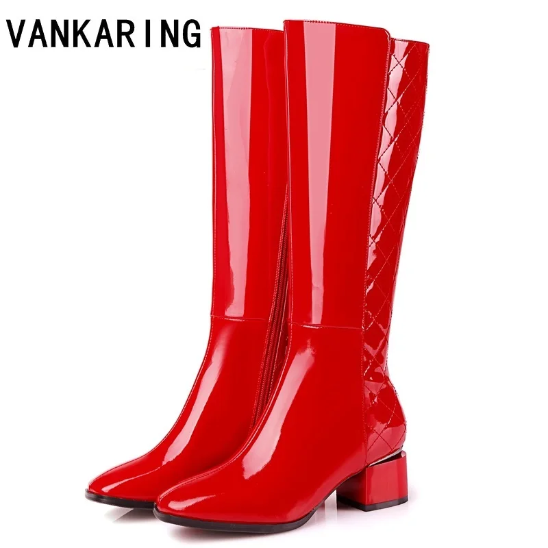 

classic embroidery autumn winter woman boots square heel knee-high boots square toe soft leather zip boot party dress dance shoe