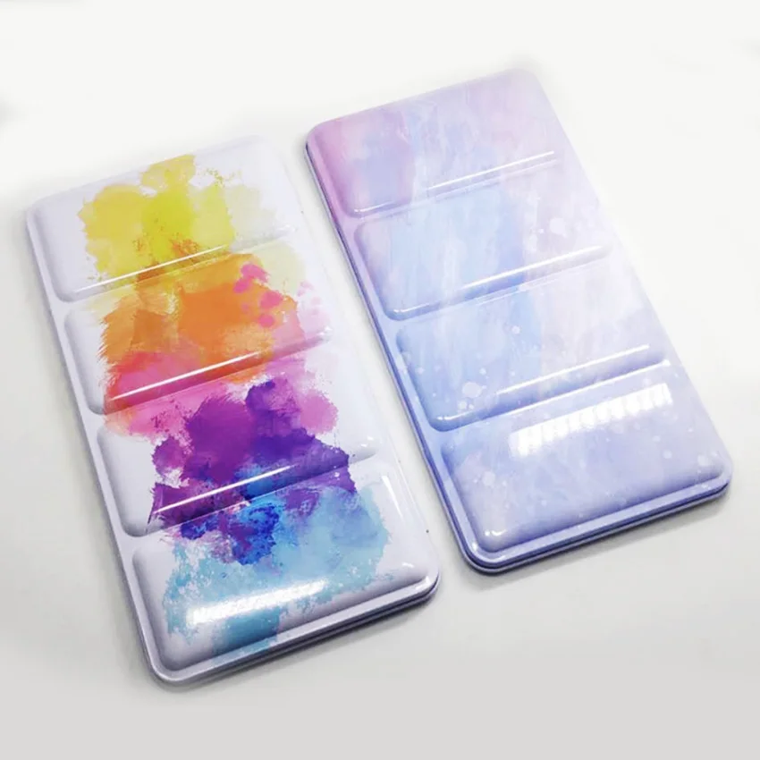 48 GridsPalette Painting Storage Iron Tins Paint Tray Box with Half and Full Pans For Watercolor/Oil/ Acrylic 4