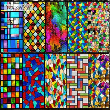 

Customized Size Glass Sticker Electrostatic Church Stained Window Privacy Film Vinyl Frosted Stained Home Decoration 40cmx100cm