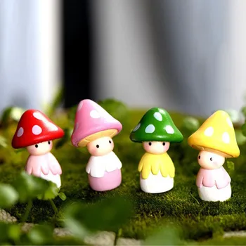 

4pcs Cartoon Mushroom Resin Craft Cabochons Home Garden Decor Micro Landscape Fairy Garden Miniatures Accessories
