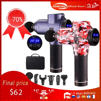 

POWCAN LCD Display Massage Gun Fascia Gun Electric Massager Slimming Shaping Muscle Relax Body Massager