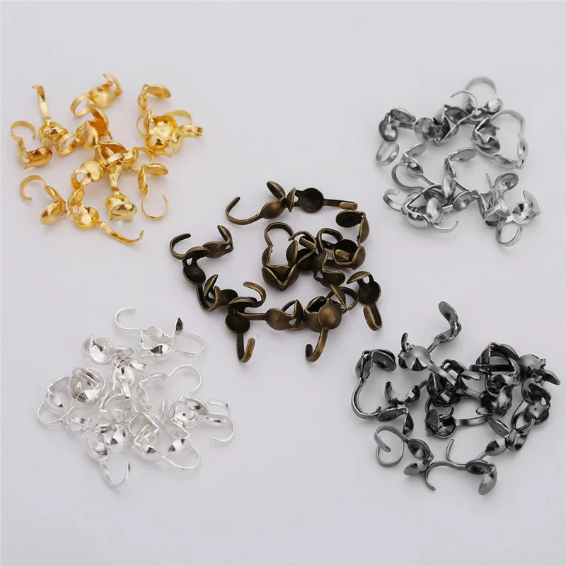 

200pcs 4mm Iron Necklace Connector Clasps Gold Cord Chain Crimps Beads End Clasps Connectors For DIY Jewelry Accessories Making