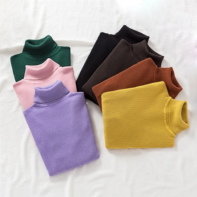 US $7.42 Zoki Pullovers Women Turtleneck Sweaters Fashion Spring Long Sleeve Female Jumper Autumn Korean Bas