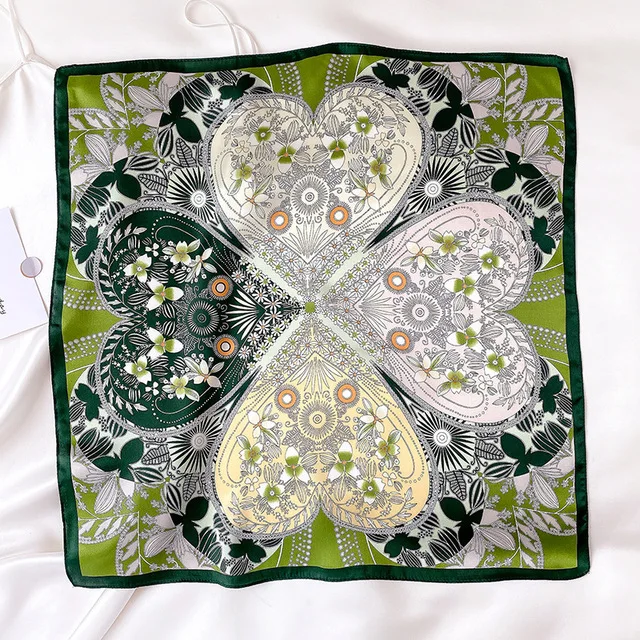 100% Pure Silk Floral Square Scarf Women Neck Hair Bandana