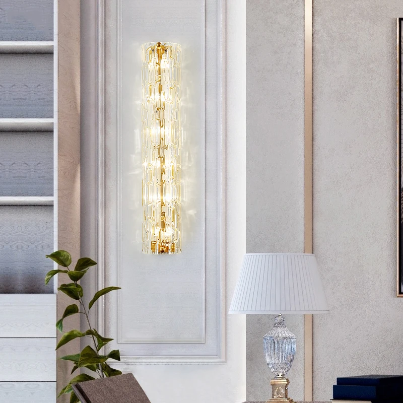 Nordic led bedside lamp hotel project Crystal wall lamp modern Brass Sconce wall bedroom lights corridor Wall Mount Lighting