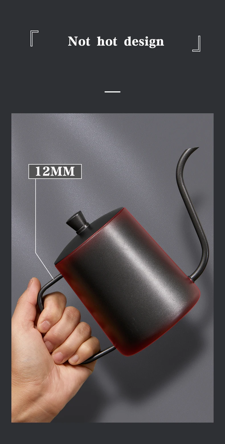 Drip Kettle 350ml 600ml Hand Make Coffee Tea Pot Non-stick Coating Food Grade Stainless Steel Gooseneck Drip Kettle Thin Mouth
