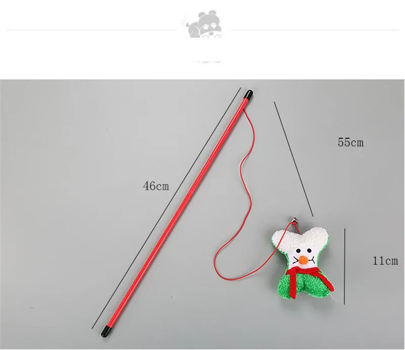 3 шт. интерактивные эластичный Pet игрушка для кота палочки Рыбалка Санта Клаус кошка отслеживания колокол игрушки расходные материалы