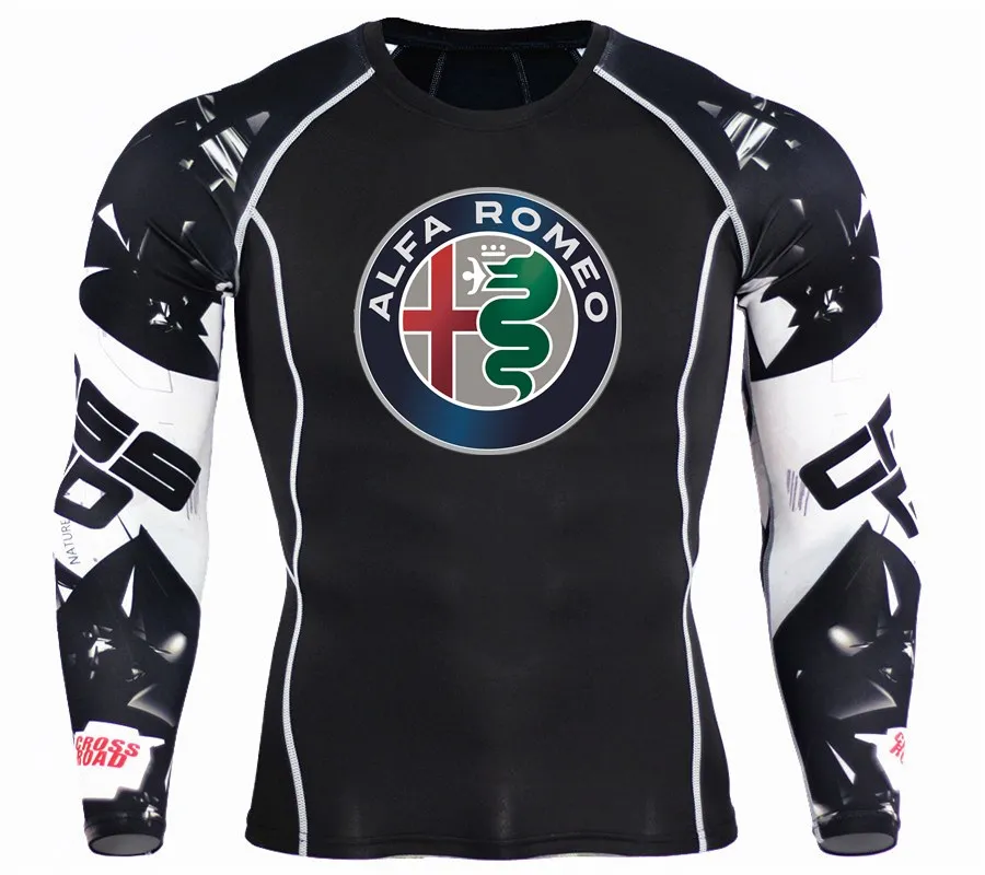 Men T Shirt Long Sleeve Compression 3D Anime Fitness Mens tshirt Tops &amp Tees alfa romeo printing | Мужская одежда