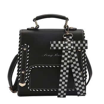 

Girl's Small Backpack 2019 New Versatile Pu Bow Geometric Pattern Backpack Mini Student Schoolbag Shoulder Bag Mochila Mujer