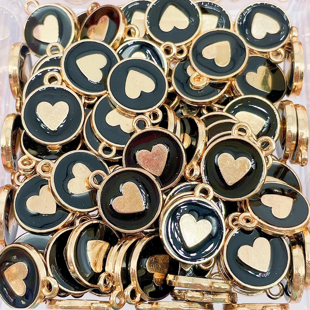 Love Heart Round Charm 20Pcs Alloy Pendant For Necklace Bracelet Key Chain DIY Jewelry Making Supplies Accessories