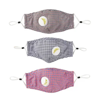 

1Pc Adjustable Dust Mask Reusable Anti Haze PM2.5 Filter Mask With With Breathing Valve Plaid Printed Breathable Mask For Adults