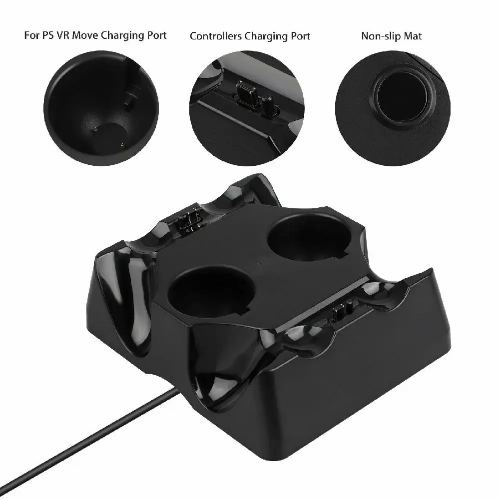 For PS4 PS Move VR PSVR Joystick Gamepads 4 in 1 Controller Charging Dock Charger Stand For PS VR Move PS 4 Games Accessories