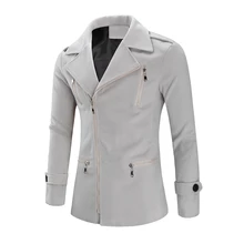 Зимний Тренч, мужская куртка в английском стиле, Мужская шерстяная куртка на молнии с карманами, тонкая ветровка с лацканами, однотонное пальто