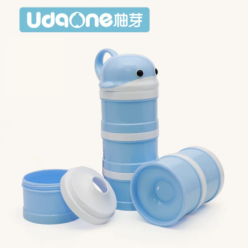 

Pomelo Bud Dolphin Milk Container Portable with Cartoon Three-layer Milk Powder Boxes Infant Lightweight Cute Milk Cans