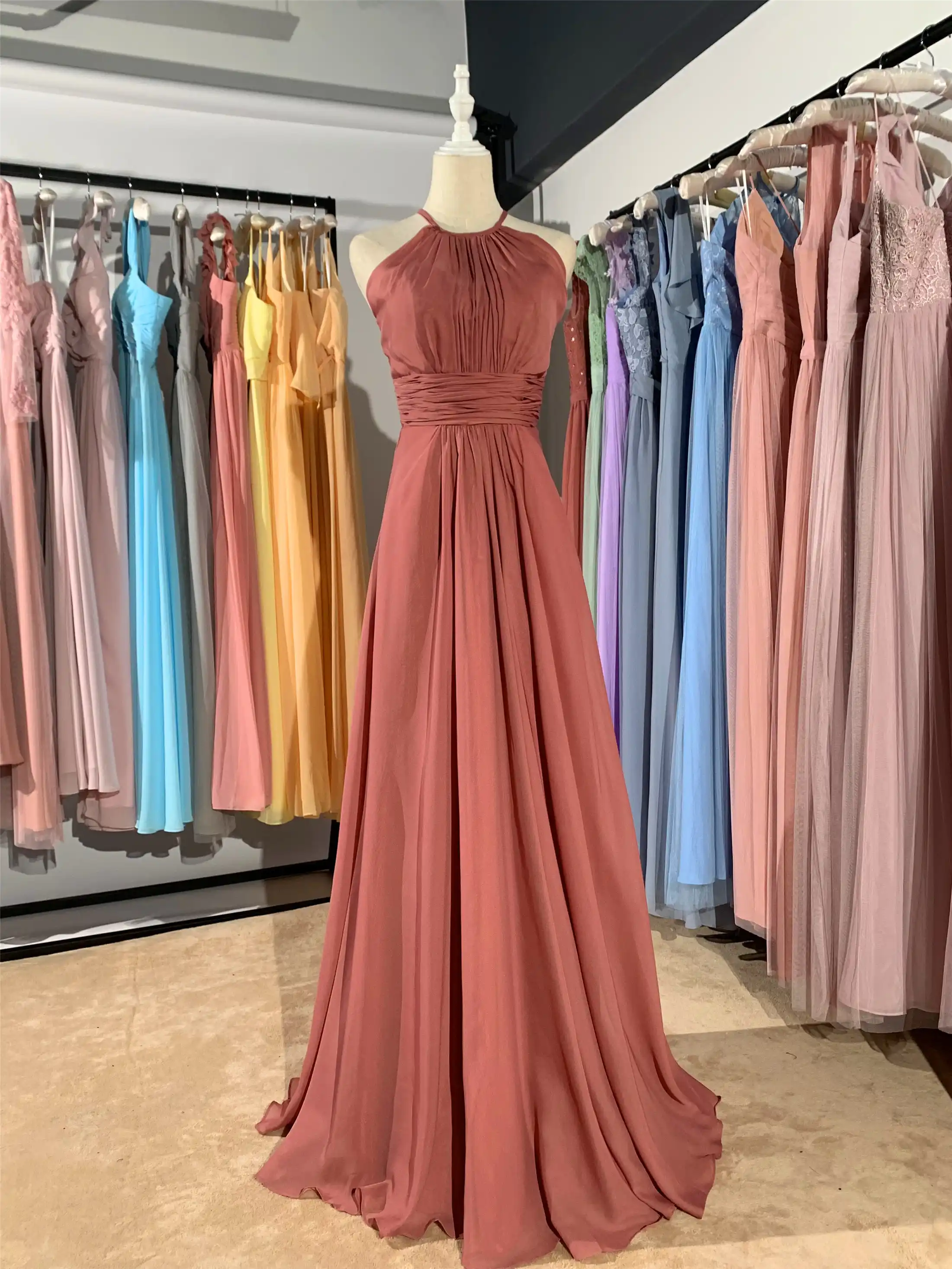 dusty rose color gown