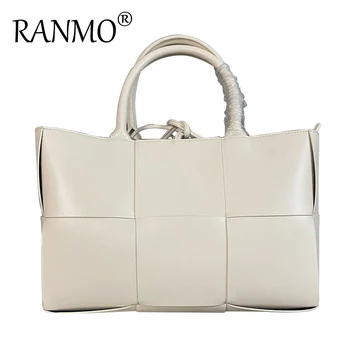 

2020 New Luxury Brand Woven Handbag Large Capacity Genuine Leather Shopping Bag Female Shoulder Bag Fashion Simple Composite Bag
