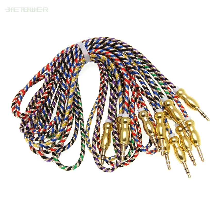 High Quality AUX Audio Cable 3 5mm Male Stereo Ethnic Plait Style AUX Cable Cord for Car Headphone Speaker Computer mp3 300pcs