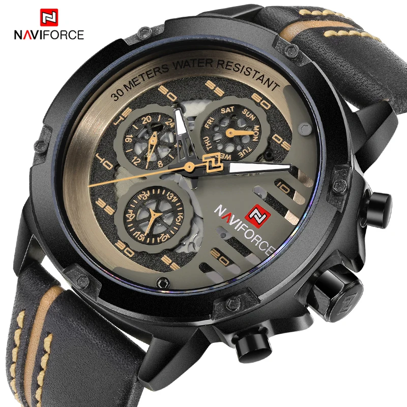 Часы наручные NAVIFORCE Мужские кварцевые спортивные Роскошные водонепроницаемые