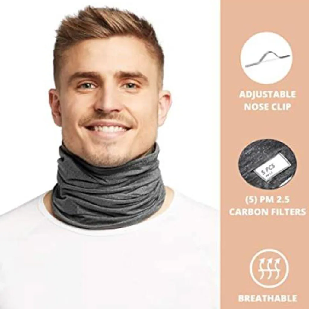 Unisex Multifunctional Head Scarf Neck Cover With Safety Filter Washable Headband Solid Color Dustproof Sun Protection Bandana mens infinity scarf Scarves
