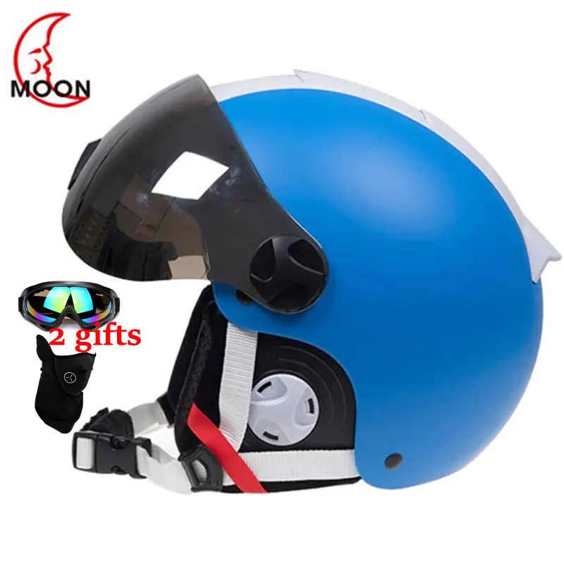 

MOON Professional Half-covered Ski Helmet Integrally-molded Sports man women snow Skiing Snowboard Helmets with Goggles cover