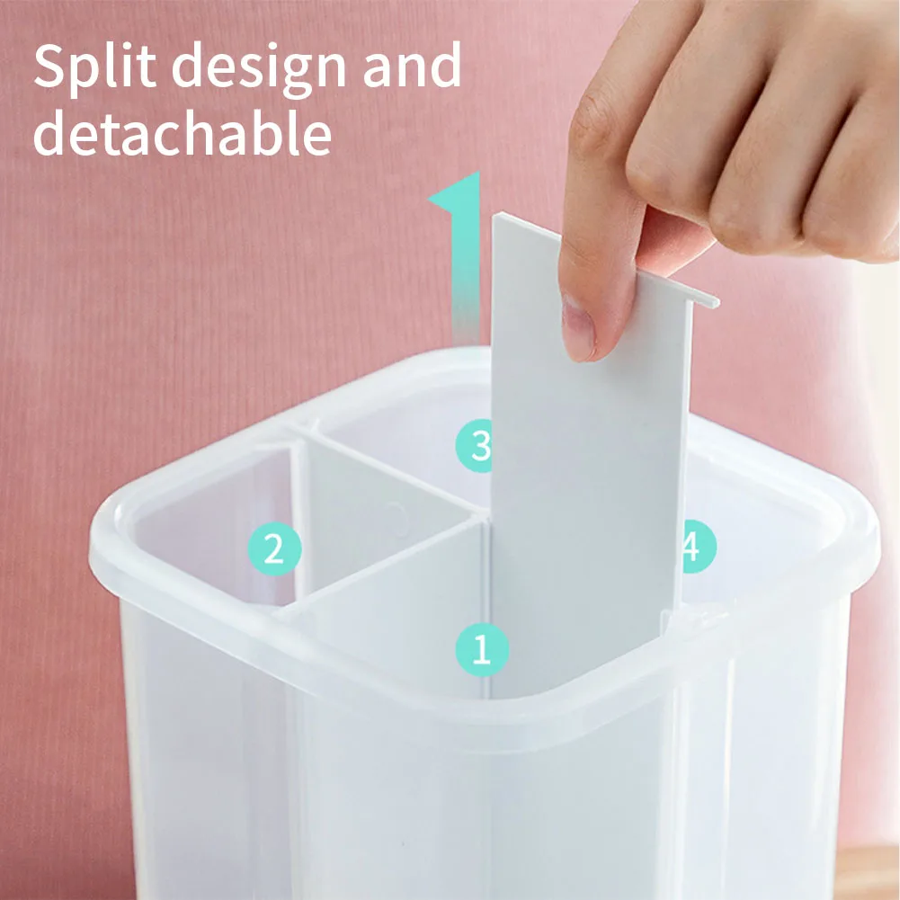 Grain Cereal Sealed Buckle Container Storage Tank Supplies Crisper Household Food 4 Compartments Anti Slip Transparent Cans
