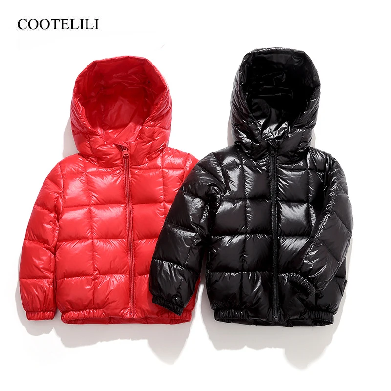 

COOTELILI 80% duck Down Warm Outerwear Winter Jacket For Boys Girls Hat Winter Coat For Boys Kids Parka Children Clothing