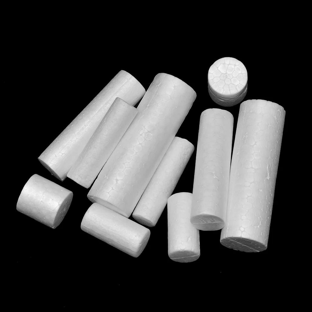 10Pcs Craft Foam - Cylinder Shaped Foam for DIY Home Craft Project, Christmas Tree, Table Centerpiece, White Polystyrene Foam